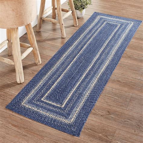 navy blue braided rug runner.